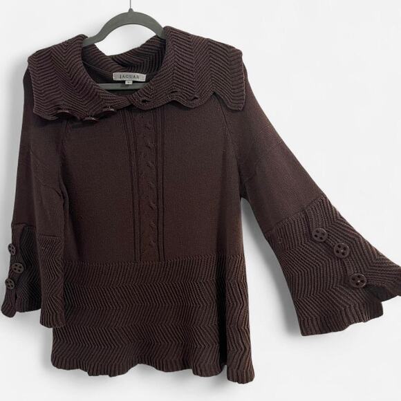 Jaguar Sweaters - Cozy vintage knit sweater top from “Jaguar” with bell sleeves + button details
